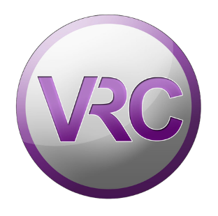 A circular glossy button or badge with the letters 'VRC' in purple on a silver-gray gradient background, outlined with a purple border, centered on a white background. Vitality Rejuvenation Clinic in Cherry Hill, NY